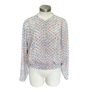 Frank And Oak Bomber Jacket Floral Spring Lined Zip Sz. M